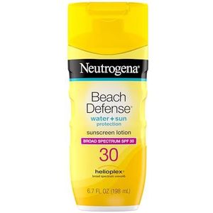 Neutrogena Zonnebrandcrème Beach Defense SPF 30, gezicht en lichaam zonnebrandcrème, Hawaii Reef Act 104 Compliant, Octinoxaat & Oxybenzone vrij, olievrij, snel absorberende zonneverzorging, 6.7 fl