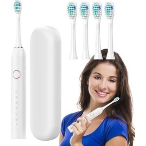 Elektrische tandenborstel - 800 mAh elektrische tandenborstel voor op reis, 40000 VPM, diepreinigend, 6 modi, tandenborstel, reiskoffer inbegrepen, snel opladen, 3 uur gaat 180 dagen mee Smart Timer