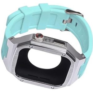 OFWAX Kleurrijke Siliconen Horloge Band Metalen Case, Voor Apple Horloge SE 9 8 7 6 5 4 Serie 40mm 41mm 44mm 45mm Horloge Vervangen Band Modificatie DIY Kit, 45mm, agaat