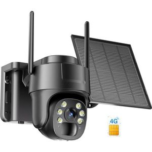 4G LTE mobiele beveiligingscamera's draadloos buiten, geen wifi-beveiligingscamera op zonne-energie, 2K HD Cam Color Nachtzicht, bewakingscamera buiten met PIR-bewegingsmelder, 355 ° live-weergave,