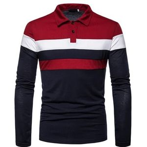 Mannen Polo Mannen Shirt Lange Mouw Stiksels Top Revers Herenkleding Heren Mode Poloshirts Shirts Patchwork Tops Mens Polo Shirts Casual Lange Mouw Golf Tennis Klassieke Tops Polo T-shirts, A-blauw, L