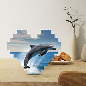 Bouwsteenpuzzel hartvormige bouwstenen springende dolfijnen puzzels blokpuzzel voor volwassenen 3D micro bouwstenen voor huisdecoratie stenen set