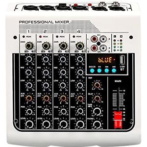 geluidsconsole, Audiomixer 6-kanaals DSP USB-geluidskaartinterfaceconsole met Bluetooth 48V fantoomvoeding Opname naar pc