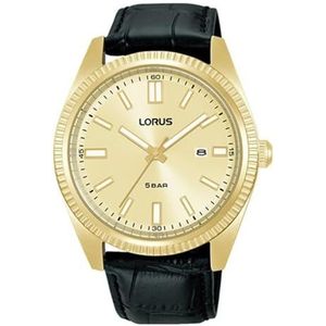 Lorus Klassieke Man Mens analoge Quartz horloge met lederen armband RH976QX9, Zwart