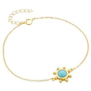 Vrouwen S925 sterling zilveren armband eenvoudige zon turquoise medaillon diamanten armband armband