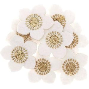 Mini vilten vormen - kerstbloemen - wit - 3,5 cm - 8 stuks