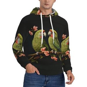 Jkkghll Paar Papegaaien Olijf Print Mannen Hooded Warme Lichtgewicht Trui Voor Winter Herfst En Lente Casual Wear, Zwart, XS
