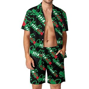 Italiaanse vlag Hawaiiaanse sets voor heren, button-down trainingspak met korte mouwen, strandoutfits, M