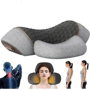 Core Hero 3-in-1 Neck Massage Pillow, Memory Foam Neck Pillow with Heat and Vibration Massage, Pillowslifting Airbag, Neck and Shoulder Massage Pillow for Neck Stretcher Massage Relaxer(Gris)