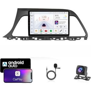 9 Inch Autoradio Compatibel voor Hyundai Sonata 9 2015-2016 met GPS Navigatie CarPlay Android Auto Acht-Core 4G Bluetooth WiFi MirrorLink Stuurwiel Afstandsbediening(T1 4 Core Wifi 1G+16G)
