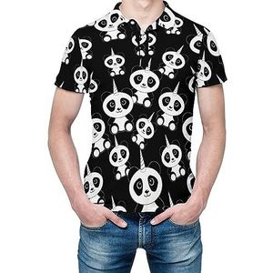 Unicorn Panda T-shirt voor heren, korte mouwen, golfshirt, normale pasvorm, tennisshirt, casual, zakelijk
