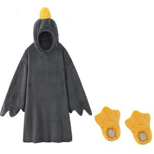 HULG Fun Big White Goose Pyjama, Kerst Onesies, Halloween Pyjama Dames Heren Carnaval Kerst Pyjama Unisex Eendelig Cosplay Onesies, Zwart (inclusief schoenen), XXL