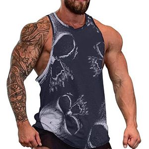 Scary Skull Head Heren Tanktop Grafische Mouwloze Bodybuilding Tees Casual Strand T-Shirt Grappige Gym Spier