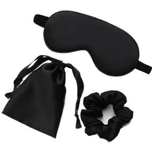 3 stuks set vrouwen geïmiteerd zijde slaap oogmasker oogpatches gezichtsmasker oogmasker oogschaduw blinddoek reizen rust oogbedekking nacht oogschaduw (zwart)