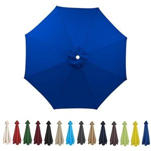 HonunGron Vervangende parasolluifel 2 m 2,7 m 3 m + 6 armen/8 armen vervanging parasol stoffen hoes voor tuintafel paraplu anti-ultraviolet vervangende parapludoek, koningsblauw, 2.7m / 6 Arms