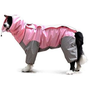 Patchwork regenjas voor honden, hondenregenjas, waterdichte 4-potige regenjas, huisdier, regenjas, hond met afneembare capuchon voor kleine, middelgrote en grote honden (20#, roze)