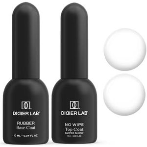 Didier Lab - Base Coat Top Coat UV - Rubber Base Gel - No Wipe Top Coat Gel UV Super Shiny - LED UV Nagellak Set - HEMA en TPO-vrij - Versterkt Zwakke Nagels - Langdurig - Gellak Set - 2x10ml