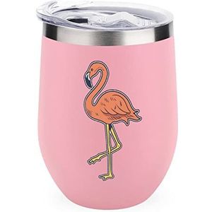 Roze Flamingo Vogel Herbruikbare Koffiekopjes Roestvrij Staal Geïsoleerde Reismok Dubbelwandige Wijn Tumbler Roze-stijl