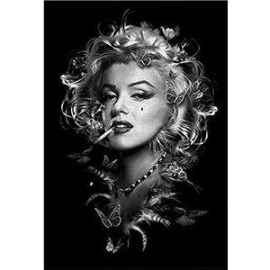 Wall Art Zwart Wit Marilyn Monroe Rokende Poster Portret Canvas Schilderij Poster en Prints Meisje Canvas Print Foto Kunstwerk voor Home Decor Geen Frame,30x45cm