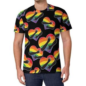 Gay Love Regenboog LGBT Hart Mannen Korte Mouw T-shirt Causale Ronde Hals Tee Mode Zomer Tops
