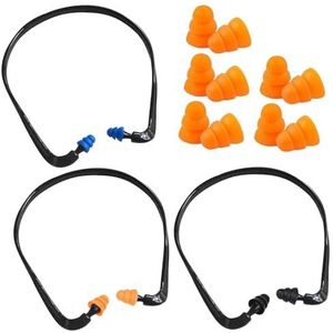 3 stuks op het hoofd gemonteerde oordopjes en 5 paar reserveoordopjes, oordopjes met ruisonderdrukking, zwemmen en werken