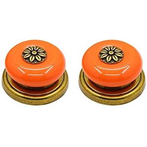 De kast Ronde ladeknoppen, vintage keramische knoppen, 2 stuks kast lade knop trekhandvat dressoir trekt rondes for lade kast dressoir kast kledingkast deurgrepen hardware(Color:Orange)