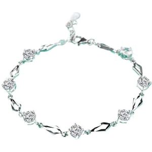 Armbanden 925 sterling zilveren armband kristal zirkoon diamanten armband compatibel met vrouw charme sieraden cadeau Kleding, schoenen en sieraden (Color : Purple)