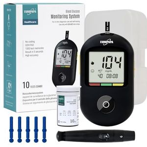 EUROPAPA - BG-710 - Bloedglucosemeter - Zwart - Diabetesset met 10 Teststrips en 10 Lancetten