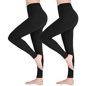 SOFTSAIL Hoog getailleerde legging voor dames, superzachte, elastische, zwarte gym- en yoga-legging, ondoorzichtig en afslankend, met buikcontrole, rekbare trainingsbroek, maten S-2XL, S-M