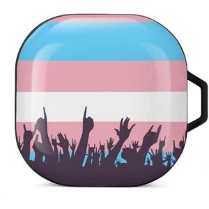 Transgender Pride vlag met handen oordopjes hoesje compatibel met Samsung hard shell beschermhoes zwart stijl
