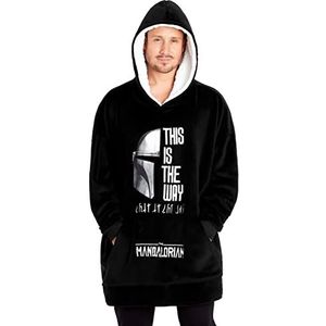 Disney Mandalorian Heren Hoodies Fleece Oversized Deken Hoodie Baby Yoda (Zwart/Wit)