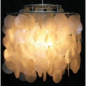 Guru-Shop Plafondlamp/Plafondlamp, Shell Lamp met Honderden Capiz, Parelmoer Platen - Model Dominga, Schelpen, 30x30x30 cm, Hanglampen van Natuurlijke Materialen