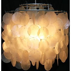 Guru-Shop Plafondlamp/Plafondlamp, Shell Lamp met Honderden Capiz, Parelmoer Platen - Model Dominga, Schelpen, 30x30x30 cm, Hanglampen van Natuurlijke Materialen