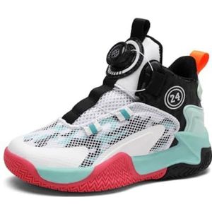 Xinghuanhua Hoogwaardige basketbalschoenen, kinderbasketbalschoenen, meisjes sportschoenen mode kinderen basketbalschoenen, 9188 wit en zwart, 36 EU