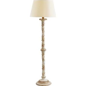 Casa Padrino Luxe barokke staande lamp antiek wit/antiek goud/crème Ø 33 x H 148,5 cm - prachtige barokke stijl staande lamp met ronde lampenkap - luxe kwaliteit - Made in Italy