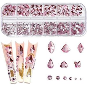 Water diamanten, nagels, nagels, juwelen Hotfix strass steentjes AB flatback kristal veelkleurig meerdere maten 12 raster doos nail art(8)