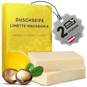 larum sports douchezeep voor mannen Linde-Macadamia, vaste douchegel voor haar, lichaam en gezicht, vaste shampoo, natuurlijke zeepstuk, soap shower bar zonder kunstmatige toevoegingen, 2x