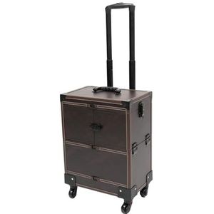 Rolling Make-up Train Case voor kunstenaars, beautytrolley, cosmetica-organizer box, make-up koffer met spiegel, cosmetica-organizer met handvat + spiegel, curry, Zonder
