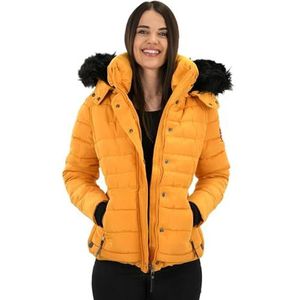 Navahoo B301 Warme winterjas voor dames, parka, mantel, gewatteerde korte jas, gevoerd, geel, XS