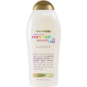 OGX Extra Creamy + Coconut Miracle Oil Ultra Moisture Body Lotion met Vanilleboor, snel aantrekkende lotion voor alle huidtypes, parabenfrei en sulfaterde werkstoffen vrij, 20 ml