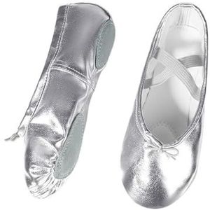 Balletschoenen meisjes balletschoenen goud zilver zachte zool ballet dansplaatsen kinderen oefenen ballerina schoenen vrouw gymnastiek ballet slippers voor vrouwen volwassenen (kleur: zilver 1, maat: