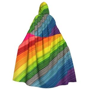 NEZIH Regenboog kleur streep capuchon mantel voor volwassenen, carnaval heks cosplay gewaad kostuum, carnaval feestbenodigdheden, 185 cm