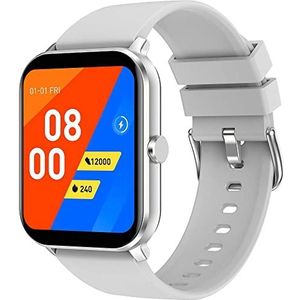 SMARTY2.0 - Smartwatch SW034C - Kleur wit - spraakassistent, Bluetooth-oproepen, sportmodus, waterdicht IP68 - Siliconen band - Afmetingen 44,17 x 37,28 x 10,75 mm, Wit, Standard, Modern