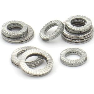 Stervormige tandborgringen, 5/10/20 paar M3-M22 roestvrijstalen zelfborgende ringen met wigborgring(M6 (20pairs))