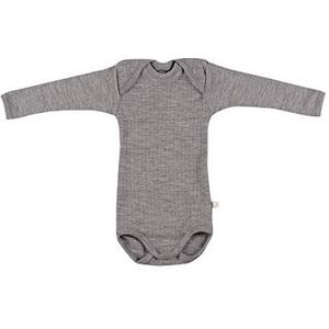 DILLING Geribte baby romper van 100% BIO-merinowol Donkergrijs Melange 98