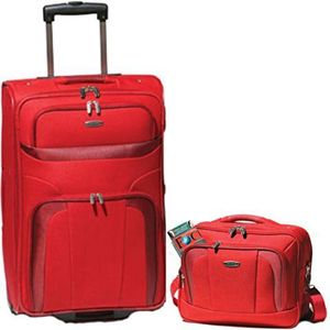 Trolley koffer 73 cm + Beauty-Case - Kleur: Zwart, Blauw of Rood, Travelite - Serie Orlando, rood (rood) - 118955