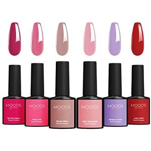 Moods Gellac 6-delige set - 8ML - Gel Nagellak - Gel Polish - UV Led Gel Nail Polish - Manicure set - Semi permanente Gellak (Secret Dreams)