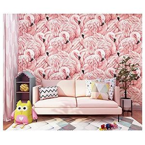 ZZDXL Behang Roze Flamingo Behang voor Slaapkamer Volwassenen, 3D Behang voor Woonkamer Modern Minimalistisch Niet-geweven Behang Reliëf Muur Papierrol Kinderen Behang Jongens Meisjes