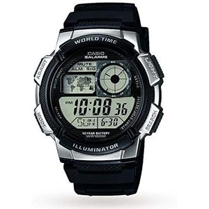 Casio Collectie Heren Horloge AE-1000W, Zwart/Zilver, 48.1 x 43.7 x 13.7 mm, Riem