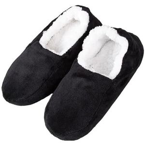 GSJNHY Slipper Sokken Huis Slippers Mannelijke Grote Maat 48 Winter Slippers Voor Mannen Suede Pluche Vloer Schoenen Luie Schoenen Zachte Warme Sokken Slippers, Zwart1, 41 EU